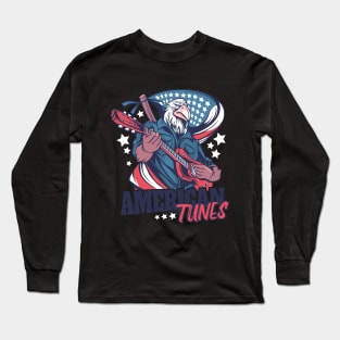 American Tunes Bald Eagle with guitar funny Long Sleeve T-Shirt